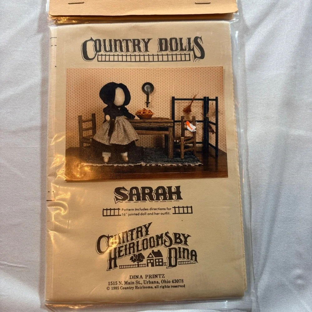 Country Heirlooms by Dina Doll Sewing Patterns Sarah Jacob 16in Vintage 1985 Lot